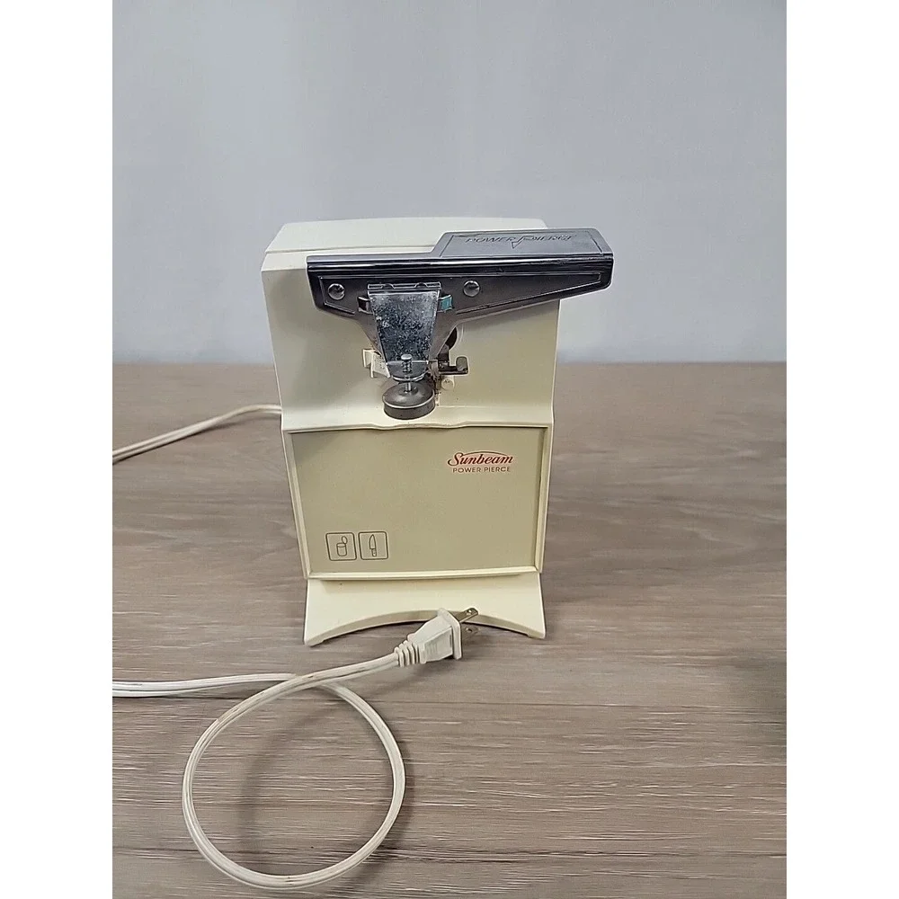 Vintage Sunbeam Cream Power Pierce Can Opener Knife Sharpener Model 05311‎